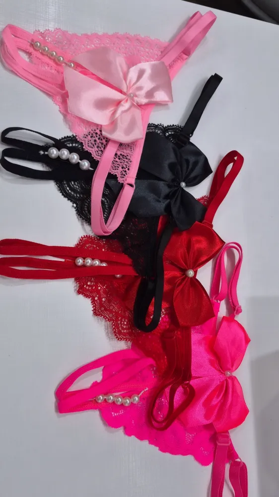 Calcinha Pérolas Aberta C/ laço