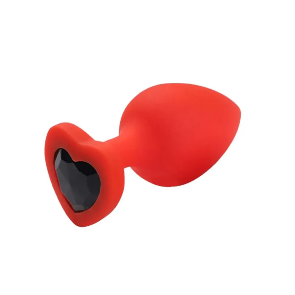 Plug Coração Vermelho - Pedra Preta - Tamanho P